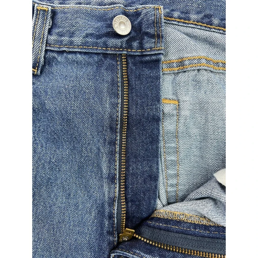 Levis 505 Mens 36x34 Blue Regular Straight 100% Cotton Denim Jeans Med Wash
